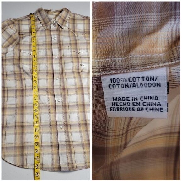Roper Y2K Plaid Pearl Snap Western Shirt Button Up Women's Top Short Sleeves - Picture 10 of 10